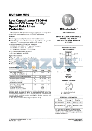 NUP4201MR6 datasheet - Low Capacitance TSOP-6 Diode-TVS Array for High Speed Data Lines Protection