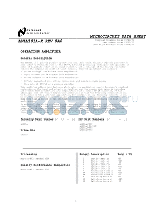 LM101AJ/883 datasheet - OPERATION AMPLIFIER