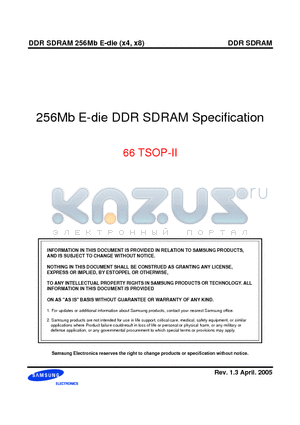 K4H560438E-TC/LA2 datasheet - DDR SDRAM 256Mb E-die (x4, x8)