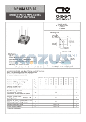 MP1501M datasheet - SINGLE-PHASE 15 AMPS. SILICON BRIDGE RECTIFIERS