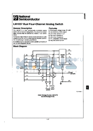 LM1037 datasheet - Dual Four-Channel Analog Switch