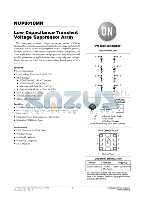 NUP8010MN datasheet - Low Capacitance Transient Voltage Suppressor Array