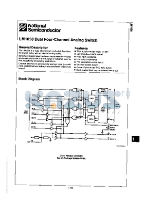 LM1038N datasheet - Dual Four-Channel Analog Switch