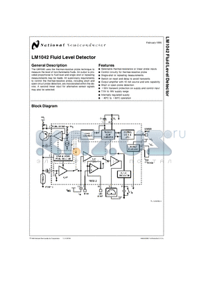 LM1042 datasheet - Fluid Level Detector