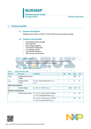 NUR460L01 datasheet - Ultrafast power diode