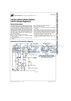 LM105H/883 datasheet - Voltage Regulators