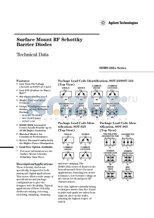 HSMS-282C-TR2 datasheet - Surface Mount RF Schottky Barrier Diodes