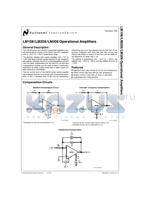 LM108 datasheet - Operational Amplifiers