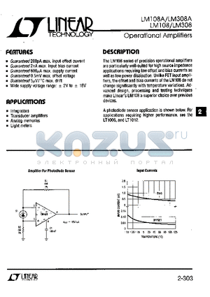 LM108 datasheet - Operational Amplifiers