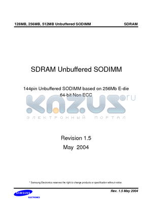 M464S1654ETS datasheet - SDRAM Unbuffered SODIMM