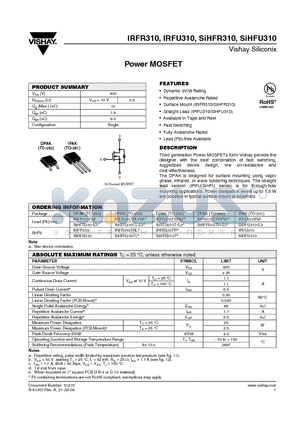 IRFU310PBF datasheet - Power MOSFET