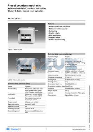 ME102.010A09G datasheet - Preset counters mechanic