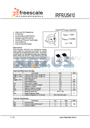IRFU5410 datasheet - HEXFET^ Power MOSFET