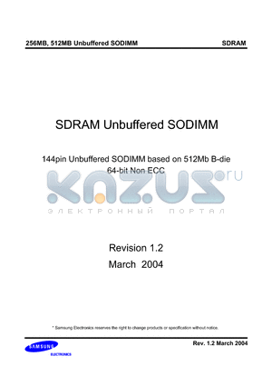 M464S6554BTS-C7A datasheet - SDRAM Unbuffered SODIMM