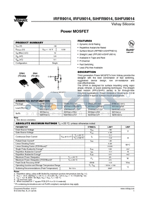 IRFU9014PBF datasheet - Power MOSFET