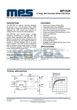 MP1528 datasheet - 9 Lamp, 36V Precision White LED Driver