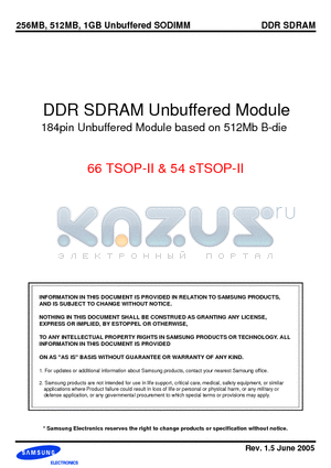 M470L2923BN0-CB3 datasheet - DDR SDRAM Unbuffered Module 18 4 pin Unbuffered Module based on 512Mb B-die