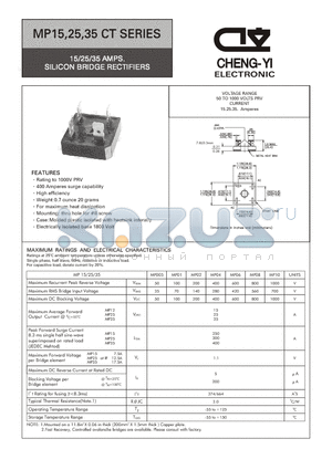 MP15CT datasheet - 15/25/35 AMPS. SILICON BRIDGE RECTIFIERS