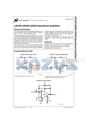 LM108H/883 datasheet - Operational Amplifiers