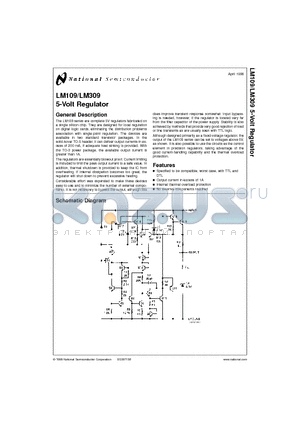 LM109H datasheet - 5-Volt Regulator