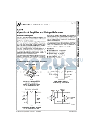 LM10CWM datasheet - Operational Amplifier and Voltage Reference