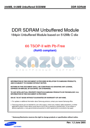 M470L6524CU0-CCC datasheet - DDR SDRAM Unbuffered Module 18 4 pin Unbuffered Module based on 512Mb C-die