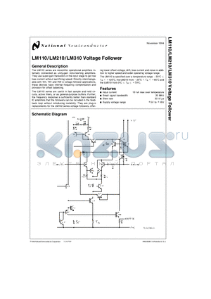 LM110 datasheet - Voltage Follower