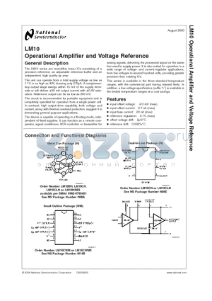 LM10CH datasheet - Operational Amplifier and Voltage Reference