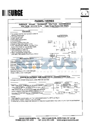 P6SMBJ22C datasheet - SURFACE MOUNT TRANSIENT VOLTAGE SUPPRESSOR VOLTAGE-5.0-170Volts