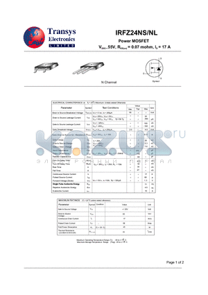 IRFZ24NL datasheet - Power MOSFET