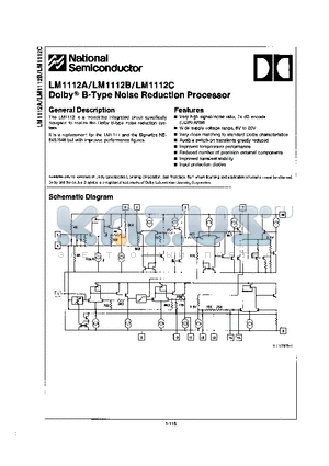 LM1112C datasheet - DOLBY B-TYPE NOISE REDUCTION PROCESSOR