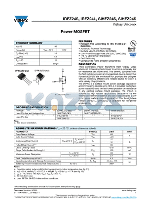 IRFZ24SPBF datasheet - Power MOSFET