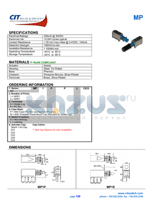 MP1PMLC02 datasheet - CIT SWITCH