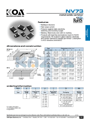 NV73AL2JTTE datasheet - metal oxide varistor