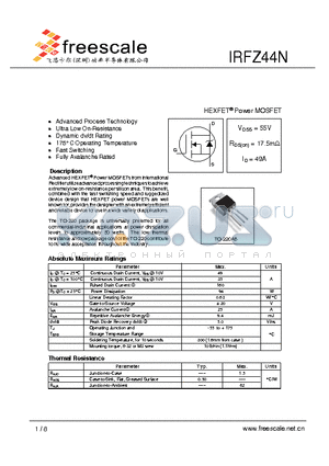 IRFZ44N datasheet - HEXFET^ Power MOSFET
