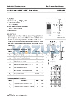 IRFZ44N datasheet - isc N-Channel MOSFET Transistor