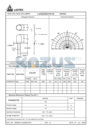 LVG3333-HV12 datasheet - HIGH VOLTAGE LED LAMPS