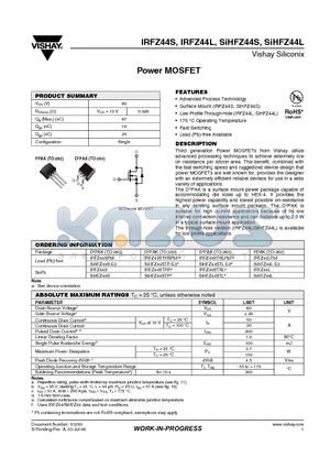 IRFZ44STRL datasheet - Power MOSFET