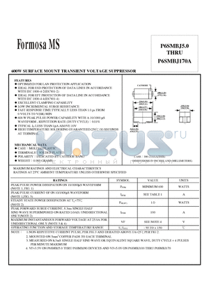 P6SMBJ30A datasheet - 600W SURFACE MOUNT TRANSIENT VOLTAGE SUPPRESSOR