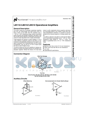 LM112H/883 datasheet - Operational Amplifiers