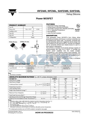 IRFZ48LPBF datasheet - Power MOSFET