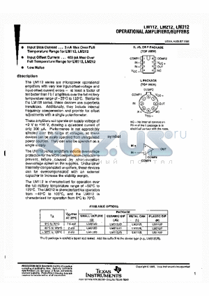 LM112 datasheet - OPERATIONAL AMPLIFIERS/BUFFERS