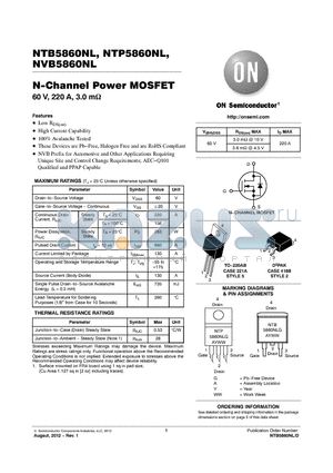 NVB5860NL datasheet - N-Channel Power MOSFET