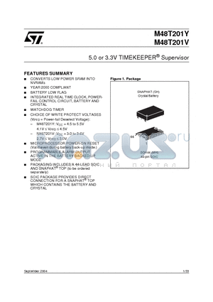 M48T201YSH datasheet - 3.3V-5V TIMEKEEPER CONTROLLER