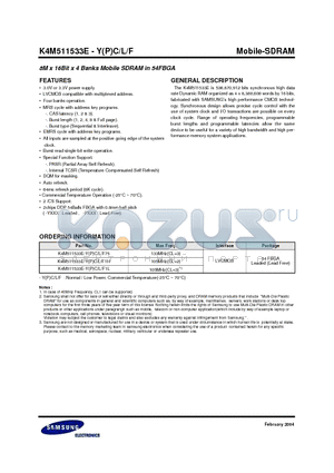 K4M511533E-Y datasheet - Mobile-SDRAM