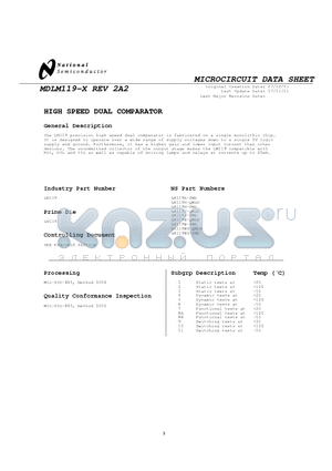 LM119E-SMD datasheet - HIGH SPEED DUAL COMPARATOR