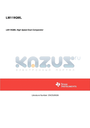 LM119WG/883 datasheet - LM119QML High Speed Dual Comparator