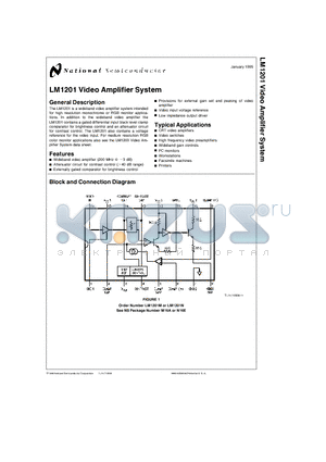 LM1201 datasheet - Video Amplifier System