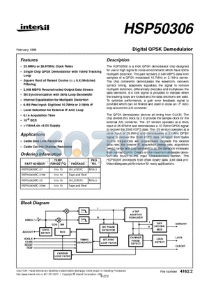 HSP50306SC-27 datasheet - Digital QPSK Demodulator