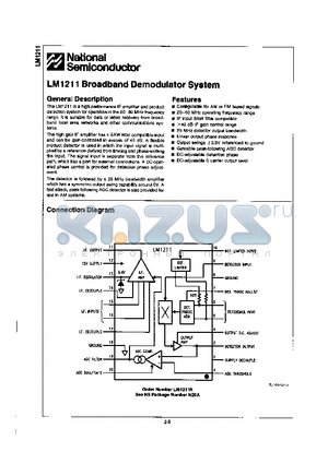 LM1211 datasheet - BROADBAND DEMODULATOR SYSTEM